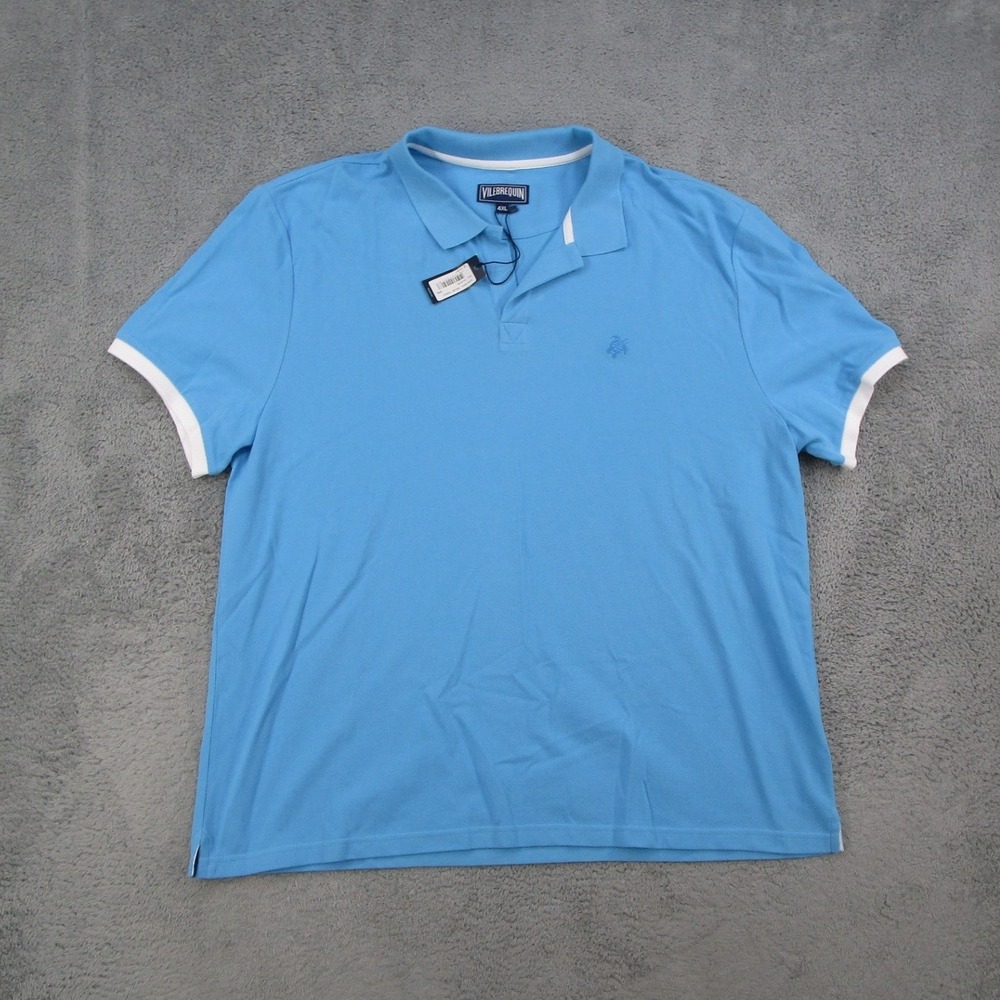 Vilebrequin Jaipur Blue Palan Cotton Pique Polo Shirt Mens 4XL PLNU0N00